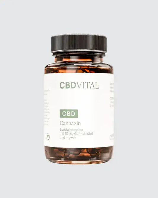 CBD VITAL Cannazin – Kapseln mit 10 mg Cannabidiol und Ingwer im Braunglasbehälter