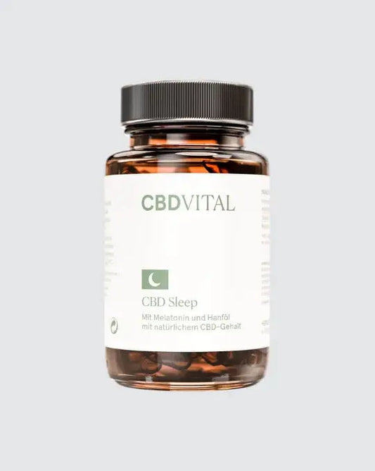 CBD VITAL CBD Sleep – Schlafkapseln mit Melatonin, Hanföl und natürlichem CBD-Gehalt in Braunglasdose