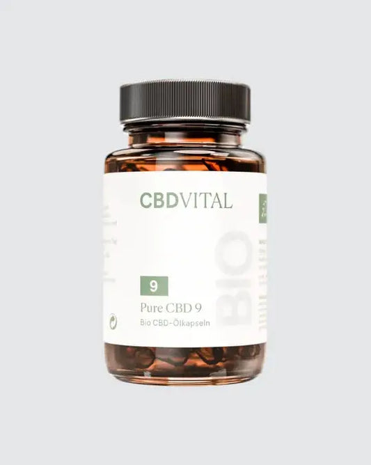 CBD VITAL Pure CBD 9 – Bio CBD-Ölkapseln in Braunglasdose