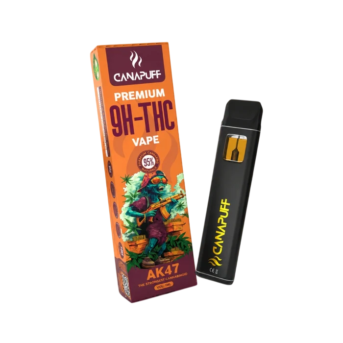9H-THC Vape AK47 95% von Canapuff, Verpackung und Einweg-Vape 1 ml