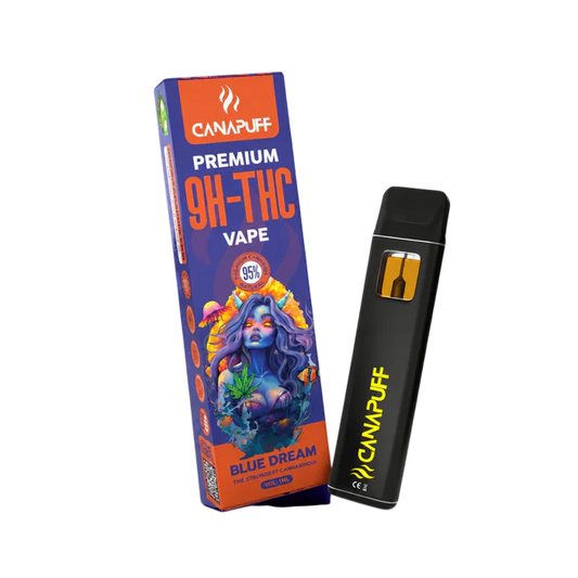 9H-THC Vape Blue Dream 95% von Canapuff, Verpackung und Einweg-Vape 1 ml
