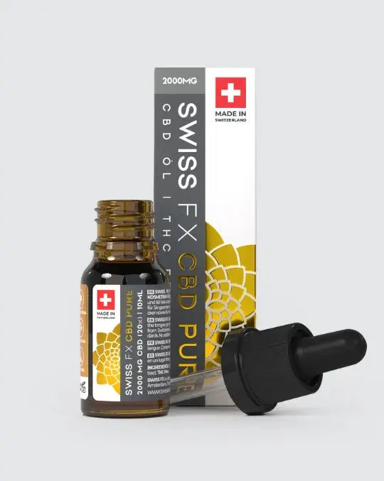 Swiss FX CBD Öl Pure 2000 mg – THC-freies Premium CBD Öl aus der Schweiz in 10 ml Flasche mit Pipette, hochwertige Qualität für natürliche Entspannung.