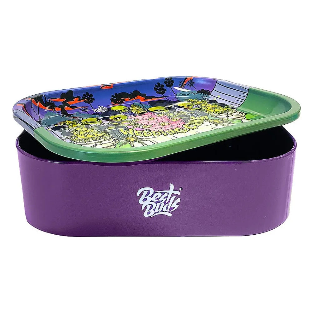 Best Buds Thin Box Wedding Cake Aufbewahrungsbox lila offen Rolling Tray 2in1 KANNOBA