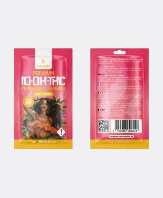 Canapuff Permanent Marker 10-OH-THC Kartusche (95%) Verpackung Vorder und Rückseite