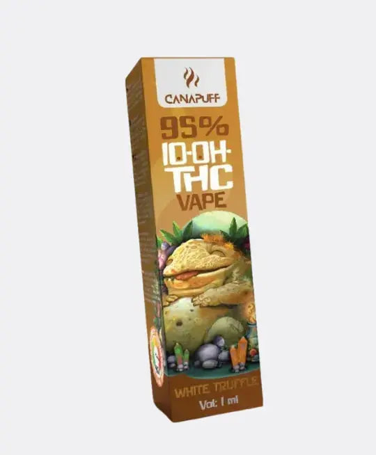 Canapuff 10-OH-THC Vape White Truffle – 95 % 10-OH-THC in aromatischer Vape-Variante, intensives Geschmackserlebnis mit erdigem White-Truffle-Terpenprofil, 1 ml Inhalt.