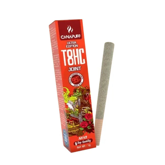 T8HC Joint AK47 Ultra Edition 99% 1g von Canapuff, Verpackung und fertig gedrehter Joint