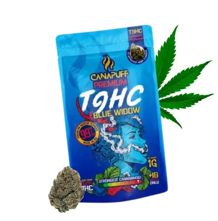 Canapuff Premium T9HC Blüten Blue Widow 99% Verpackung