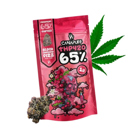 THP420 Blüten Black Cherry Fizz von Canapuff in Verpackung