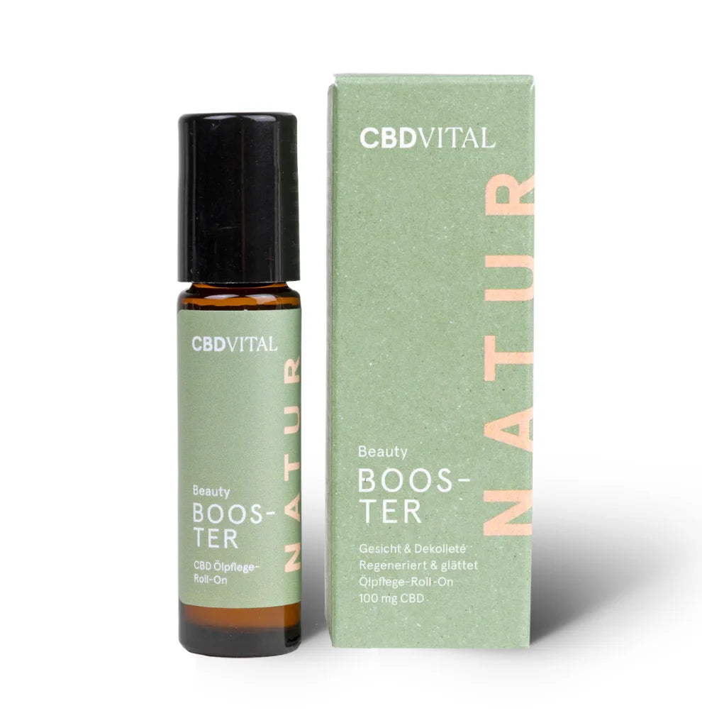 CBD VITAL Beauty Booster Roll-On 10ml 100mg CBD Braunglasflakon grünes Etikett ECOGEA Naturkosmetik