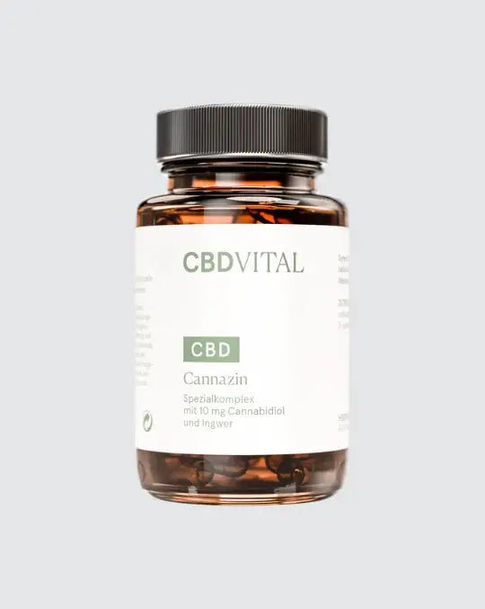 CBD VITAL Cannazin – Kapseln mit 10 mg Cannabidiol und Ingwer im Braunglasbehälter