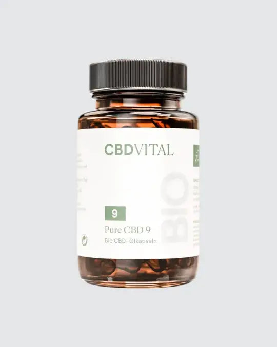 CBD VITAL Pure CBD 9 – Bio CBD-Ölkapseln in Braunglasdose