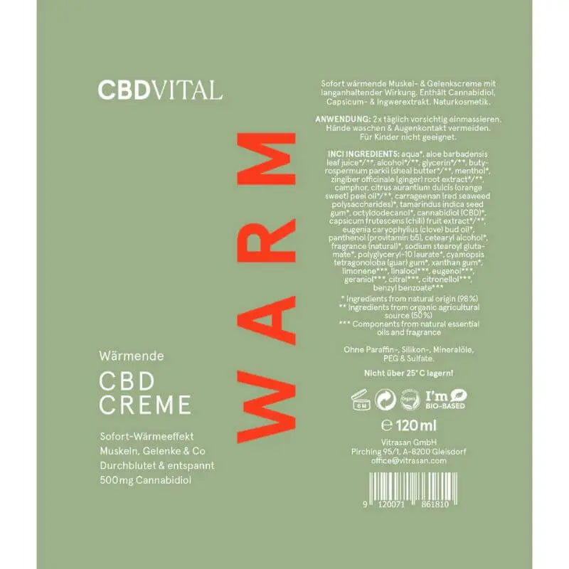 CBD Vital Wärmecreme Anwendung & Inhaltsstoffe