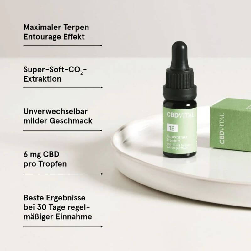 CBD Naturextrakt PREMIUM Öl 18% Vorteile