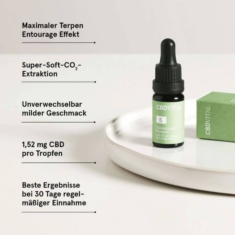 CBD VITAL - CBD Naturextrakt Premium Öl 5% - 10ml - Bullet Points Vorteile