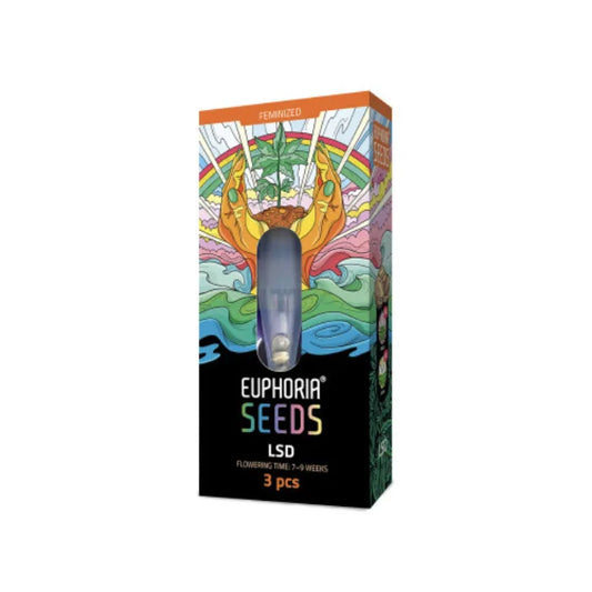 Euphoria Seeds LSD feminisierte Samen, Verpackung mit 3 Samen und 7 bis 9 Wochen Blütezeit