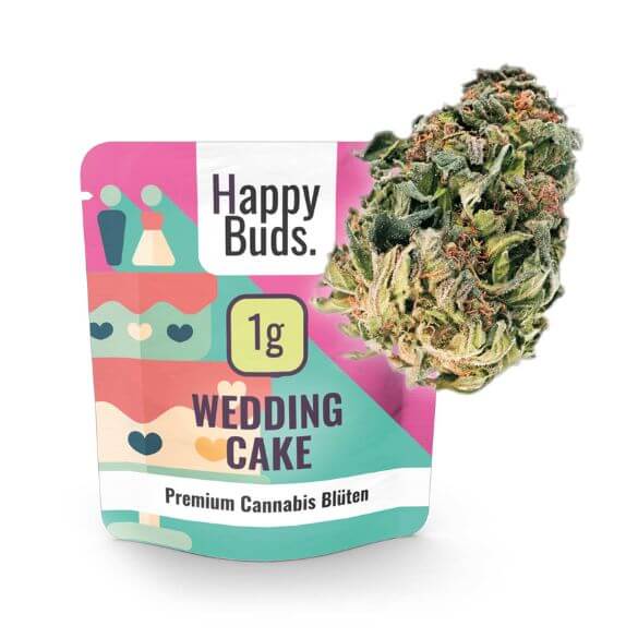 1 Gramm Verpackung Happy Buds CBD Blüte Wedding Cake