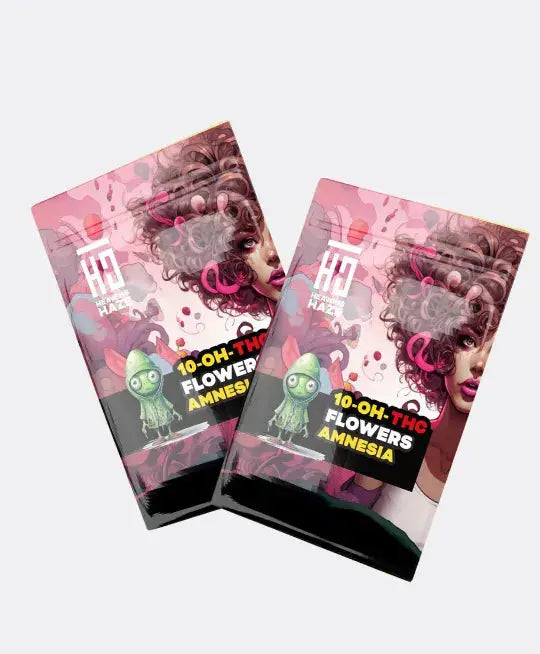 Heavens Haze 10-OH-THC Blüten Amnesia zwei Verpackungen