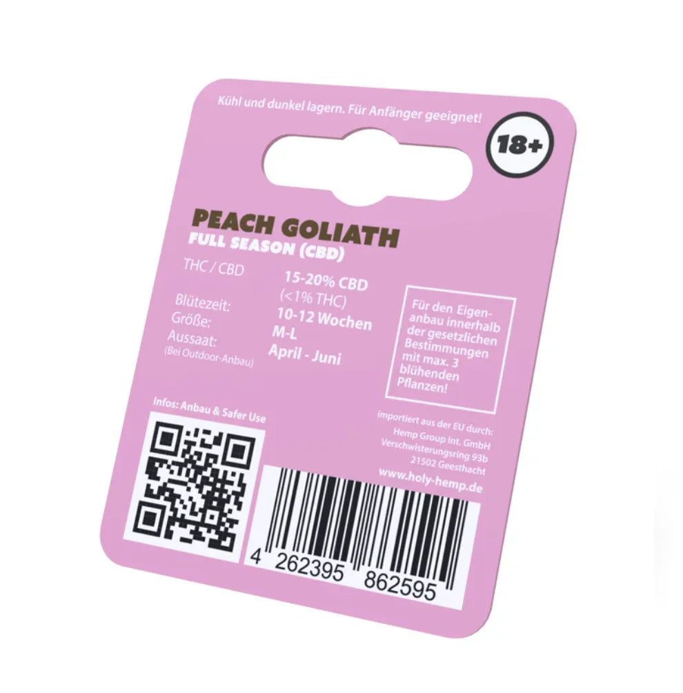 Holy Hemp Peach Goliath CBD Samen PGZ-Zertifikat virenfrei Anbauinfo