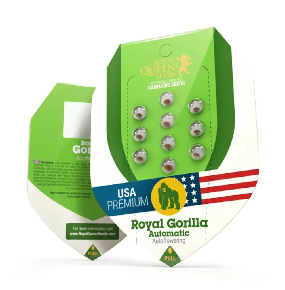 Royal Gorilla Automatic Hanfsamen Verpackung - Royal Queen Seeds, USA Premium, Autoflowering, 10 Samen sichtbar
