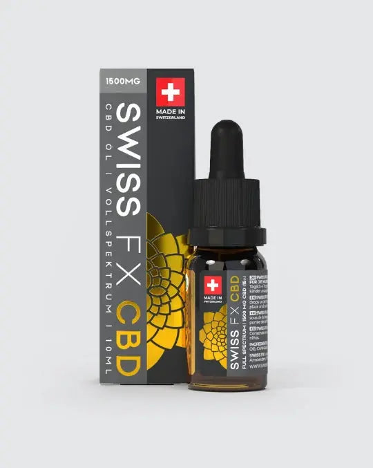 SWISS FX CBD Öl 1500 mg – Vollspektrum CBD Öl in 10ml Flasche mit Verpackung
