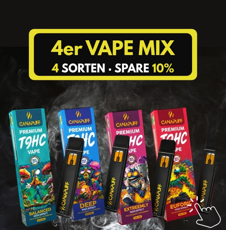 Canapuff T9HC Vape 4er Bundle Extreemly Euforic Deep Balanced 95 Prozent Set KANNOBA